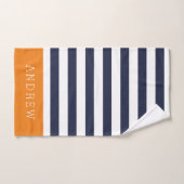 Monogramme Rayures Orange et Marine (Serviette à main)