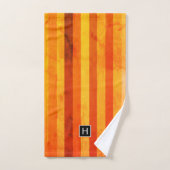 Monogramme rayures orange rouge altéré chaud (Serviette à main)