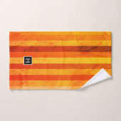 Monogramme rayures orange rouge altéré chaud (Serviette à main)