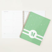 Monogramme rayures vert menthe pastel minimaliste (Devant avec enveloppe)