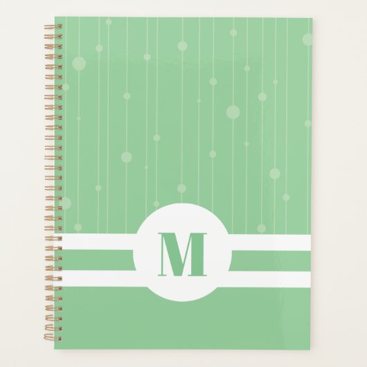 Monogramme rayures vert menthe pastel minimaliste (Devant)