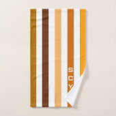 Monogramme rayures verticales orange marron clair (Serviette à main)