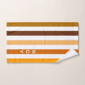 Monogramme rayures verticales orange marron clair (Serviette à main)