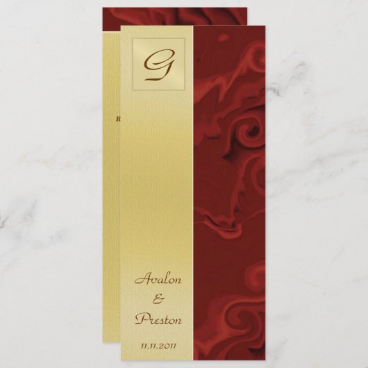 Monogramme Red Swirls Wedding Programme Invitation (Devant / Derrière)