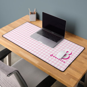 Monogramme Rétro Élégant Minimal rose et blanc Pla