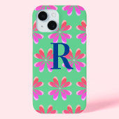 Monogramme rétro floral vert rose