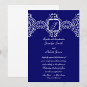 Monogramme romantique blanc Faire-part de mariage (Devant / Derrière)