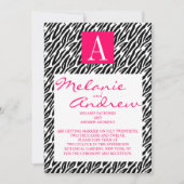Monogramme rose A Zebra Stripes Invitations De Mar (Devant)