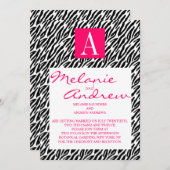 Monogramme rose A Zebra Stripes Invitations De Mar (Devant / Derrière)