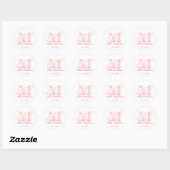 Monogramme rose antique chic étiquette mariage fav (Feuille)