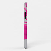 Monogramme rose, Argent Damask iPhone 11 coque (Dos/Droite)