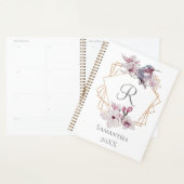 Monogramme rose blanc Magnolias Bird Gold Frame (Devant avec enveloppe)