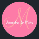 Monogramme rose blanc Mariage Favor Sticker<br><div class="desc">Monogramme Rose Blanc Mariage Favor Sticker. Elke Clarke© Personnalisez ce joli autocollant monogrammé avec vos noms et votre prénom. Cet autocollant polyvalent peut être utilisé pour vos invitations de mariage,  les faveurs de mariage,  les sacs à gâteaux mariages ou les boîtes à gâteaux mariages.</div>