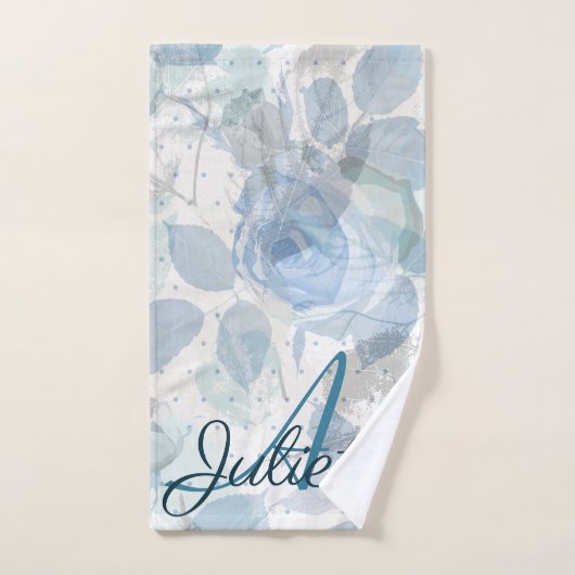 Monogramme Rose bleu (Serviette à main)