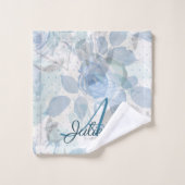 Monogramme Rose bleu (Gant de toilette)