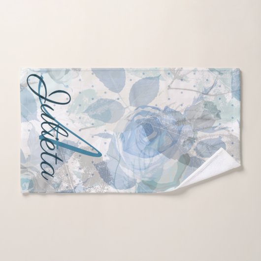 Monogramme Rose bleu (Serviette à main)