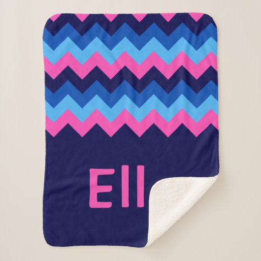 Monogramme rose bleu Chevron Petite couverture She (Devant)