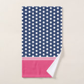 Monogramme rose Bleu Pointe Pointe (Serviette à main)