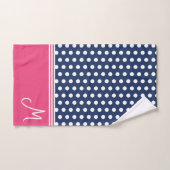 Monogramme rose Bleu Pointe Pointe (Serviette à main)