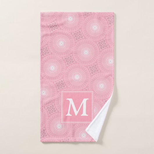 Monogramme rose cercles motif (Serviette à main)