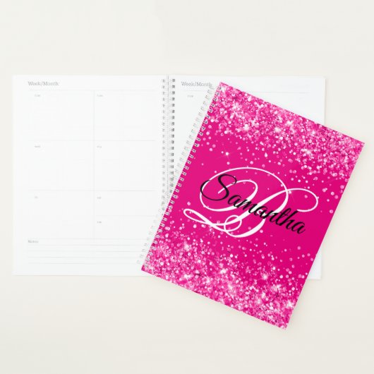 Monogramme rose chaud brillant (Devant avec enveloppe)