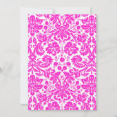 Monogramme rose chaud Damask Invitations de douche (Dos)