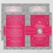 Monogramme Rose chaud, programme de mariage floral (Devant / Derrière)