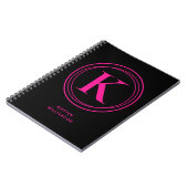 Monogramme rose chaud tendance Nom Carnet noir (Côté gauche)