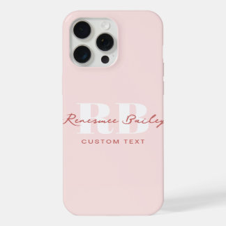 Monogramme rose clair simple et blanc