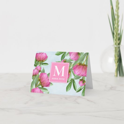 Monogramme rose Custom Floral Peonies (Devant)