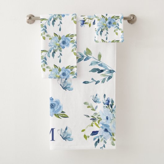 Monogramme Rose d'aquarelle bleu (En situation)