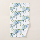 Monogramme Rose d'aquarelle bleu (Serviette à main)