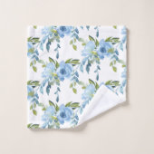 Monogramme Rose d'aquarelle bleu (Gant de toilette)