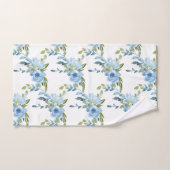 Monogramme Rose d'aquarelle bleu (Serviette à main)