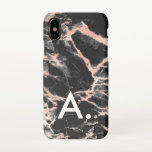 Monogramme rose en or et marbre noir sur mesure in<br><div class="desc">Personnalisez en ajoutant votre propre initiale.</div>