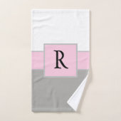Monogramme rose et gris classique (Serviette à main)