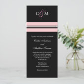 Monogramme rose et noir Faire-part de mariage (Debout devant)