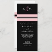 Monogramme rose et noir Faire-part de mariage (Devant / Derrière)
