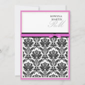 Monogramme rose et noir Invitation classique (Dos)