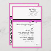 Monogramme rose et noir Invitation classique (Devant / Derrière)