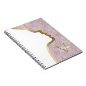 Monogramme Rose Et Or Face Nom Carnet (Côté Droit)