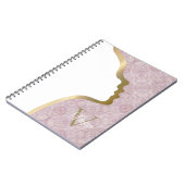 Monogramme Rose Et Or Face Nom Carnet (Côté gauche)
