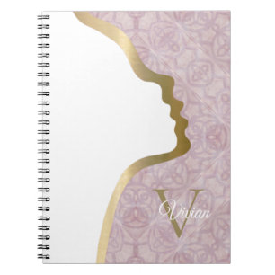 Monogramme Rose Et Or Face Nom Carnet