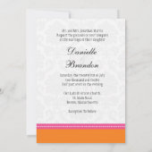 Monogramme rose et orange Damask Faire-part de mar (Dos)
