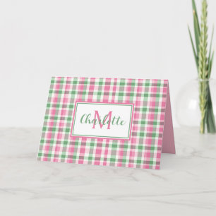 Monogramme rose et vert preppy