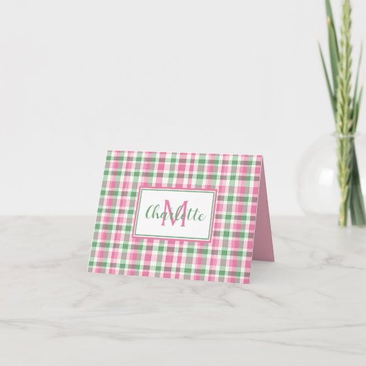 Monogramme rose et vert preppy (Devant)