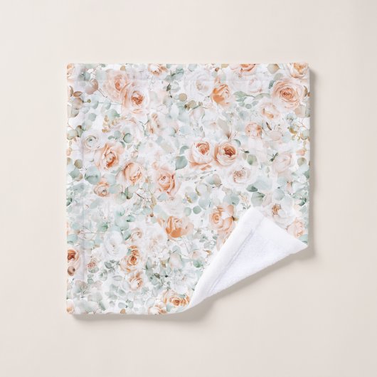 Monogramme Rose Eucalyptus Feuille Verdure Floral (Gant de toilette)