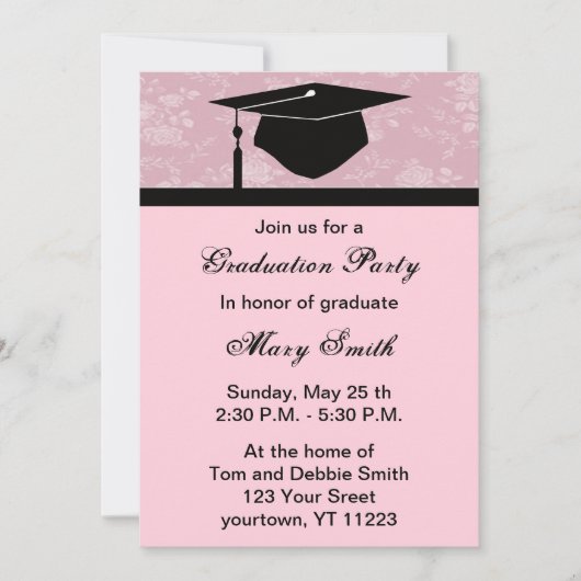 Monogramme rose Floral Graduation Party Invitation (Devant)