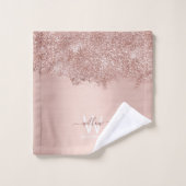 Monogramme rose Gold Blush Rose Girl Parties scint (Gant de toilette)
