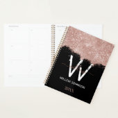 Monogramme rose Gold Rose Black Girl Parties scint (Devant avec enveloppe)